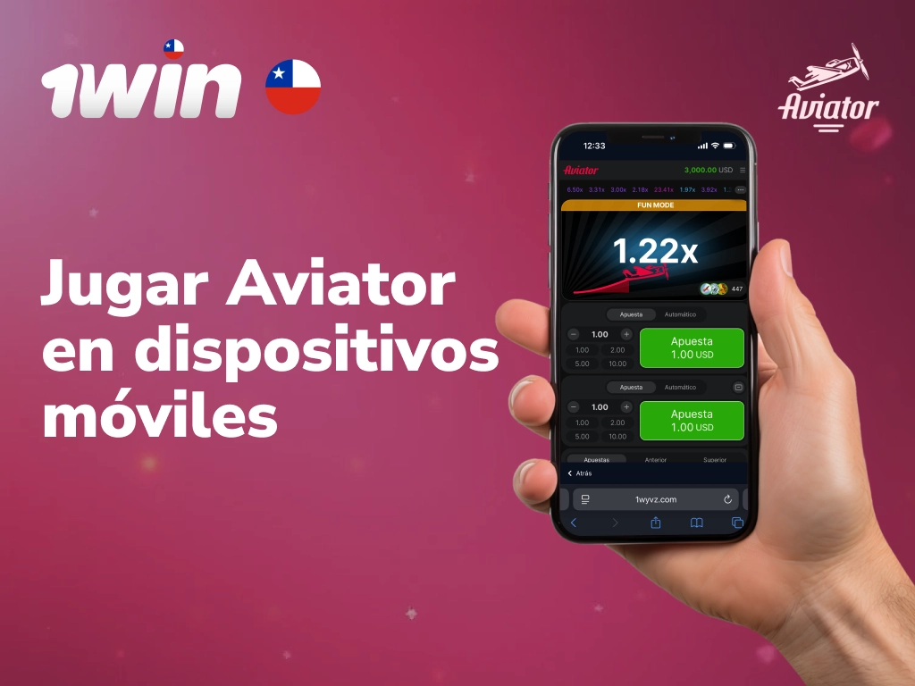 Juego Aviator en la aplicación móvil de 1win Chile